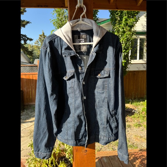 MOTO GEAR Denim Jacket with Fleece Hood. Men’s XL. GUC. - Picture 2 of 12